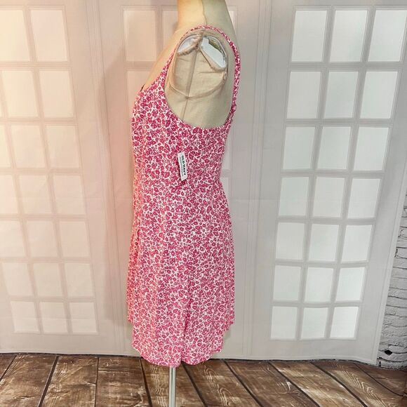 Old Navy NWT Pink White Floral Sleeveless Linen Blend Cami Mini Sundress Medium - Picture 7 of 10